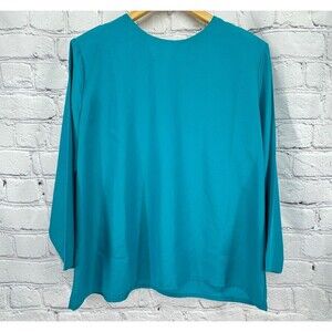 Vintage Laura Mae Top Women's 20W Short Sleeve Blouse Dark Teal Made in USA